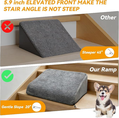 6-Pack Dog Ramp for Stairs, 40D High-Density Foam Pet Steps with Gentle 20°Slope for Staircase Stairs, Non-Slip Puppy Ramp for Small, Senior & Injured Dogs