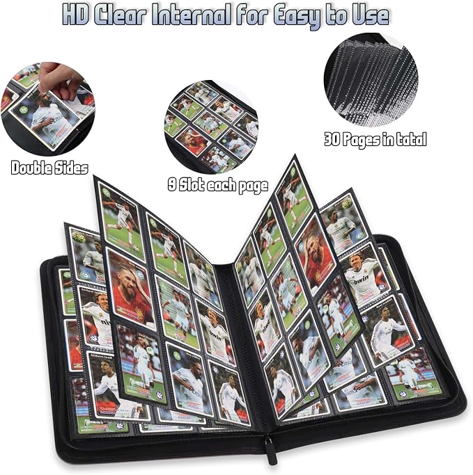 Trading Card Binder, Premium 9 Pocket Double Sided 540 Pocket PU Card Collection Binder, Collectible Trading Card Albums for MTG, TCG, Sport Card, Game Cards (Purple)