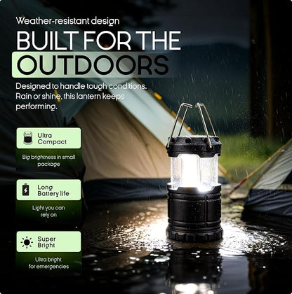 MalloMe LED Camping Lantern, Battery Powered Lanterns for Power Outages, Portable Hanging Collapsible Camping Lights for Outdoor, Home, Emergency, Hurricane Lamp Survival Outage Light 3 x AAA Operated