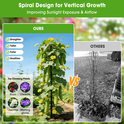 Trellis for Climbing Plants, 75” Metal Spiral Frame Pea Trellis with Center Pole, Adjustable Vine Plant Tower Supports for Outdoor Beans,Cucumbers,Vegetable,Flowers,Pots,Garden Raised Bed,12” Dia