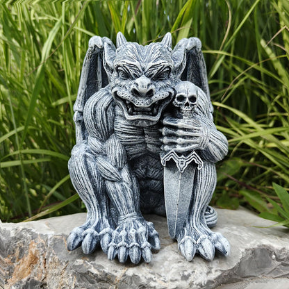 qumHmup Gargoyle Sculpture Figurine,Gothic Stone Decor Statue,Indoor Patio Yard Lawn Porch Decor, Gothic Sculpture Ornament