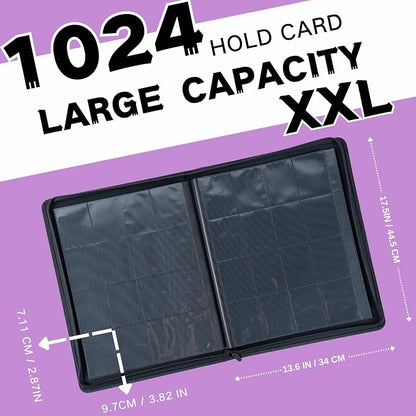 1000+ Pockets Trading Card Binder, 16-Pocket Card Ablum Compatible with MTG,Sports Cards & Other Standard Size Trading Cards (Light Purple)
