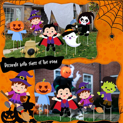 Halloween Yard Signs Cute Halloween Garden Stake Halloween Ghost Witch Scarecrow Yard Stakes Halloween Garden Stake Decorations for Lawn Decorations Outdoor Garden Home Party Decor