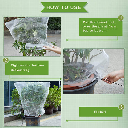 Drawstring Blueberry Netting for Bushes-(4 Pack 4.92×3.94Ft) - Easy Install Reusable Garden Netting, Protective Mesh for Fruit Trees & Tomato Plants, Blocks Birds, Squirrels & Insects