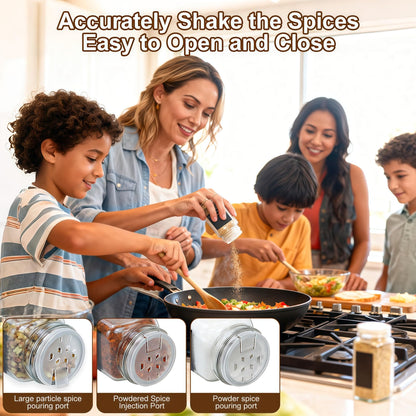 JARXSUN Glass Spice Jars with Label, 24Pcs Spice Jars with Shaker Lids-4 oz Gold Spice Seasoning Jars Bottles Containers Set for Spice Rack (24)