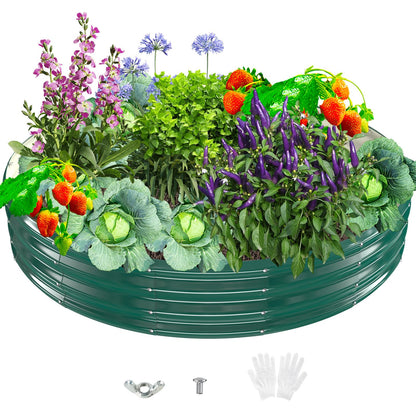 zbzbml Durable Round Galvanized Steel Raised Garden Bed for Planting,Round Galvanized Steel Fire Ring/Fir Pit for Outdoor- 6×6×1FT,0.8MM Thick (Dark Green, 72 ins Diameter x 12 ins high)