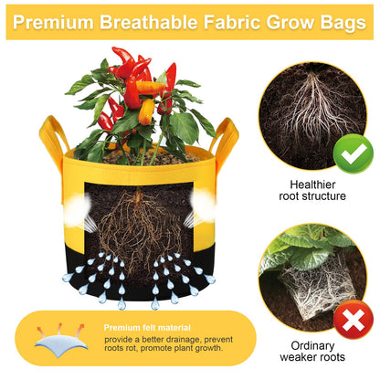 Xmpmrb Grow Bags 5Gal/7Gal/10Gal * 2 ，6 Pack Vegetable/Flower/Plant Grow Bags ，Plant Fabric Pots with Handles for Garden and Outdoor Planting (6 Colour, 5 Gallon)