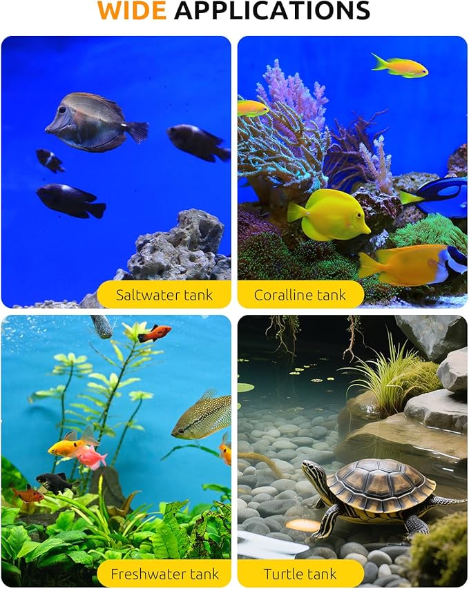 SEAOURA Aquarium Heater, 800W Fish Tank Heater for 100-180 Gallon, Submersible Heater for Aquarium with Over-Temperature Protection, Adjustable Intelligent Controller Auto Power-Off