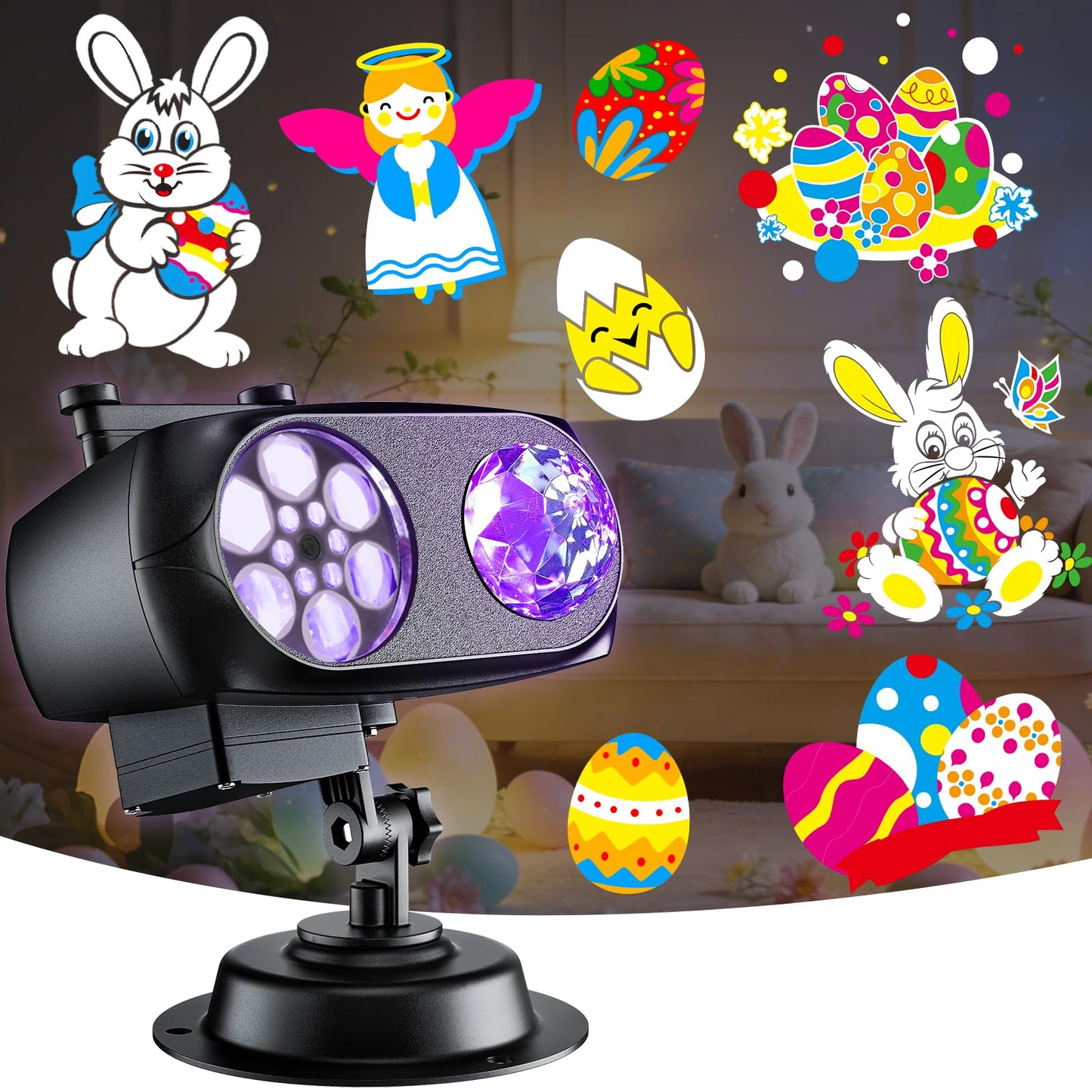2026 Upgrade Brighter Easter Projector Lights Outdoor,8 Patterns Holiday Projectors 10HD Slides (Ocean Wave & Patterns), Weatherproof Easter Decorations for Light Show