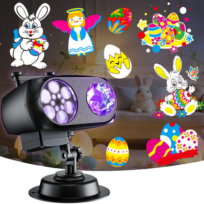 2026 Upgrade Brighter Easter Projector Lights Outdoor,8 Patterns Holiday Projectors 10HD Slides (Ocean Wave & Patterns), Weatherproof Easter Decorations for Light Show