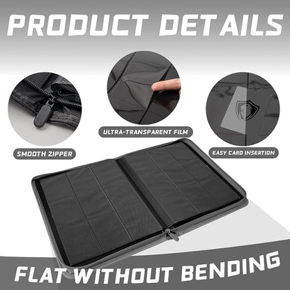 Trading Card Binder,360 Pockets Trading Card Holder Book, Premium PU Cover Zip Folder Binder, Side Loading Carrying Case Binder Album for TCG, MTG,Sports Cards, Game Cards (Gray)