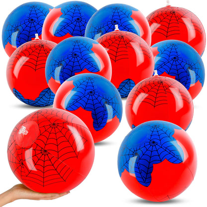 AXBMM 12PCS Spider Web Beach Ball 8 Inch for Kids Summer Pool Party Supplies|Spider Birthday Decorations|Bulk Spider-Themed Party Favors,Beach Games,Class Celebration,Outdoor Activities Gift Ideas