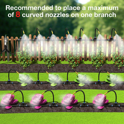 MIXC 1/4" Drip Irrigation System, Adjustable Copper Nozzles (7.8ft Rod Length, 12pcs nozzles and connectors,NO Water Pipe)