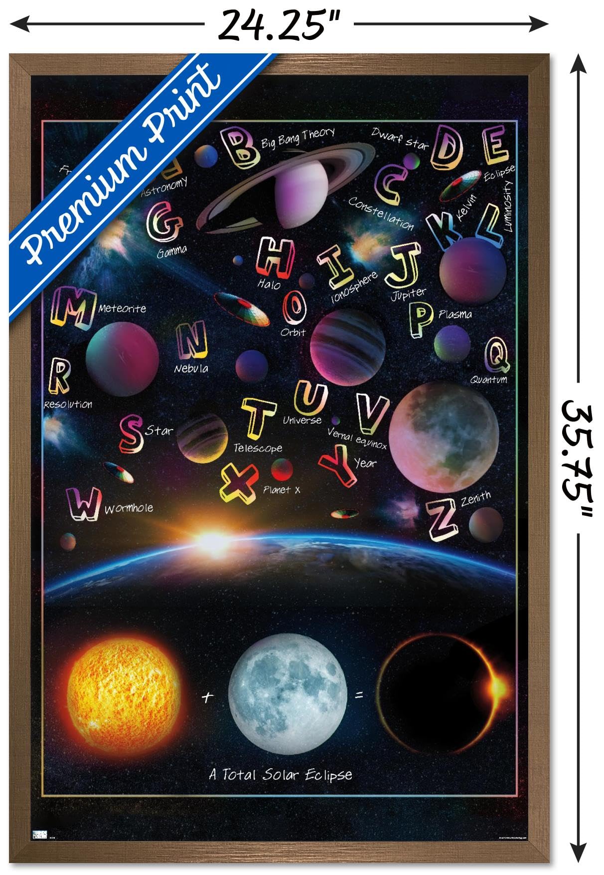 Trends International Ali Chris - The Solar System: Total Eclipse Letters Wall Poster, 34L x 22.4W, Bronze Framed Version