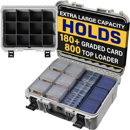 Turokacase Graded Card Case Storage Box, XL Baseball Trading Card Box with 8 Adjustable Dividers, Waterproof Slab Case for PSA BGS SGC CGC CSG Slabs, Toploaders & Magnetic Holders