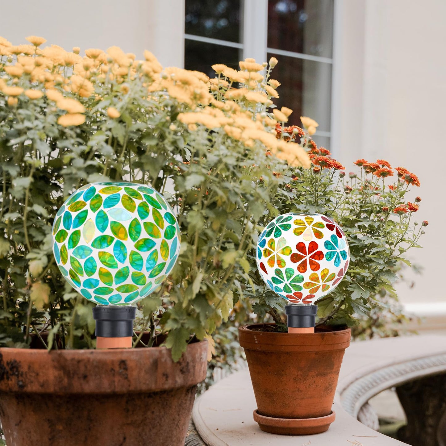 Chonsun Plant Watering Globes Mosaic Self Watering Spikes 2 Pack Large Self Watering Planter Insert Automatic Watering Device Outdoor Indoor Decoration