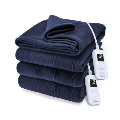 Sunbeam Royal Ultra Fleece Heated Electric Blanket King Size, 90" x 100", 12 Heat Settings, 12-Hour Auto Shut-Off, Machine Washable, Pebble Beige