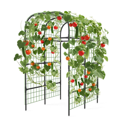 Metal Garden Arch Trellis, 7.3Ft Black for Raised Beds, Plant Support for Cucumbers & Climbing Vegetables