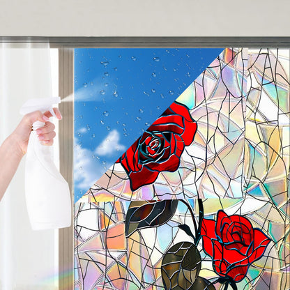Nuxovilar Gothic Halloween Window Film, Dark Style Red Rose Halloween Window Films Decorations 17.5 × 39.3 Inch, Windows Film Decorations for Festival Celebration