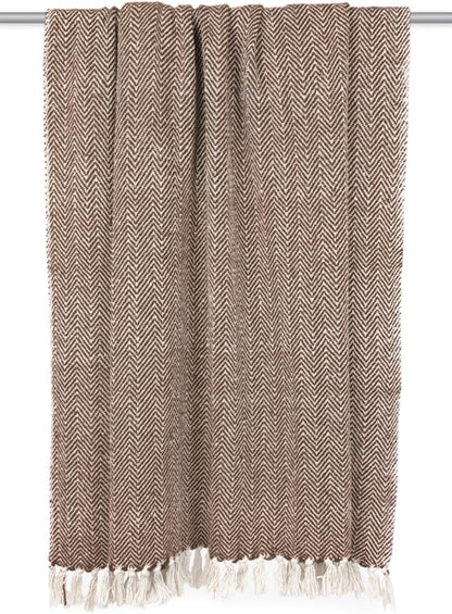 DII Chevron Throw Collection Handloomed Cotton, 50x60, Dark Brown