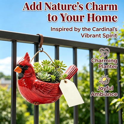 Resin Cardinal Bird Succulent Planter 7.8in with Drainage Hole Blue Shaped Flower Pot for Indoor Outdoor Garden Decor