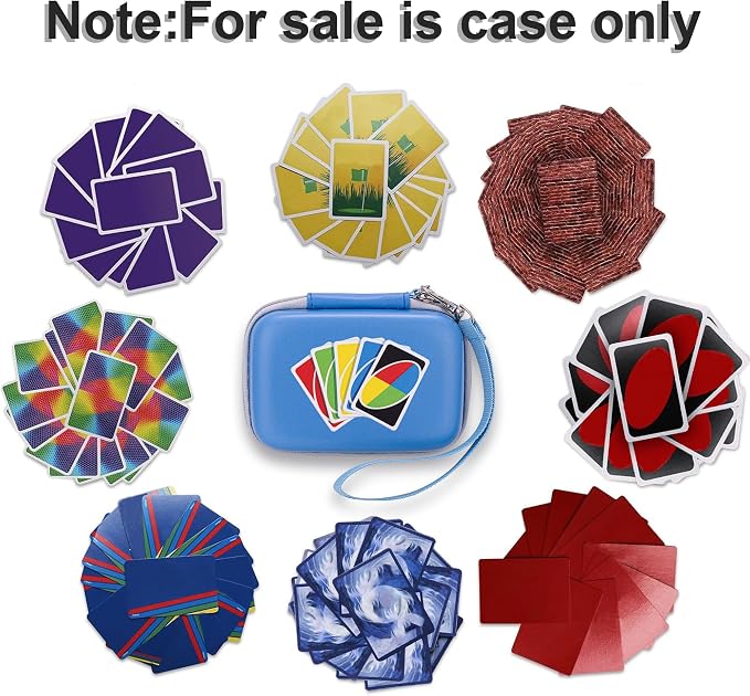 Leayjeen Cards Case Compatible with Skip BO/UNO/Pokemon/Phase 10 Card Game,Fits Up to 108 Cards,Carrying Storage Bag for Travel-Blue(Case Only)