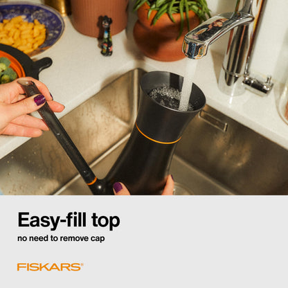 Fiskars Indoor Watering Can,Long Reach Spout for Precision Hydration on House Plants,Flowers&Garden,Anti-Drip Nozzle with Translucent Volume Markings,Ergonomic Recycled Plastic Body,40 oz,(Pack of 4)