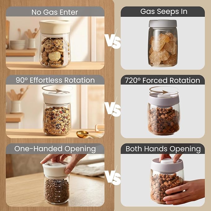 LAKUMIQI Overnight Oats Containers with Lids, 2 Pack 27oz Glass Jars with Airtight Lids, Wide Mouth Mason Jars, Food Coffee Bean Storage Containers for Yogurt, Chia Pudding, Snack, Salad(Blue+Grey)