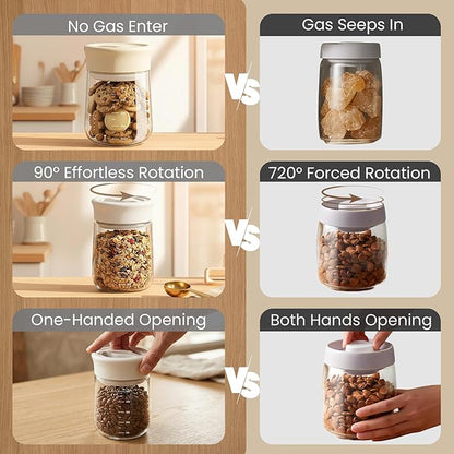 LAKUMIQI Overnight Oats Containers with Lids, 17oz Glass Jars with Airtight Lids, One-Hand 90° Twist-Off Wide Mouth Food Storage for Coffee Bean, Chia Pudding, Meal Prep, Pantry, Yellow