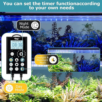 hygger 46W Aquarium Light, 24/7 & DIY Mode Fish Tank Light with Timer, IP68 Waterproof Full Spectrum, 8 Colors, 10 Brightness Day & Night Cycle Memory Function for 35-41 Inch Tank