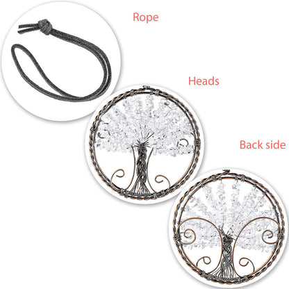 mookaitedecor Rock Crystal Tree of Life Hanging Ornament Reiki Healing Tumbled Gemstones Wall Hanger for Car Window Home Decoration