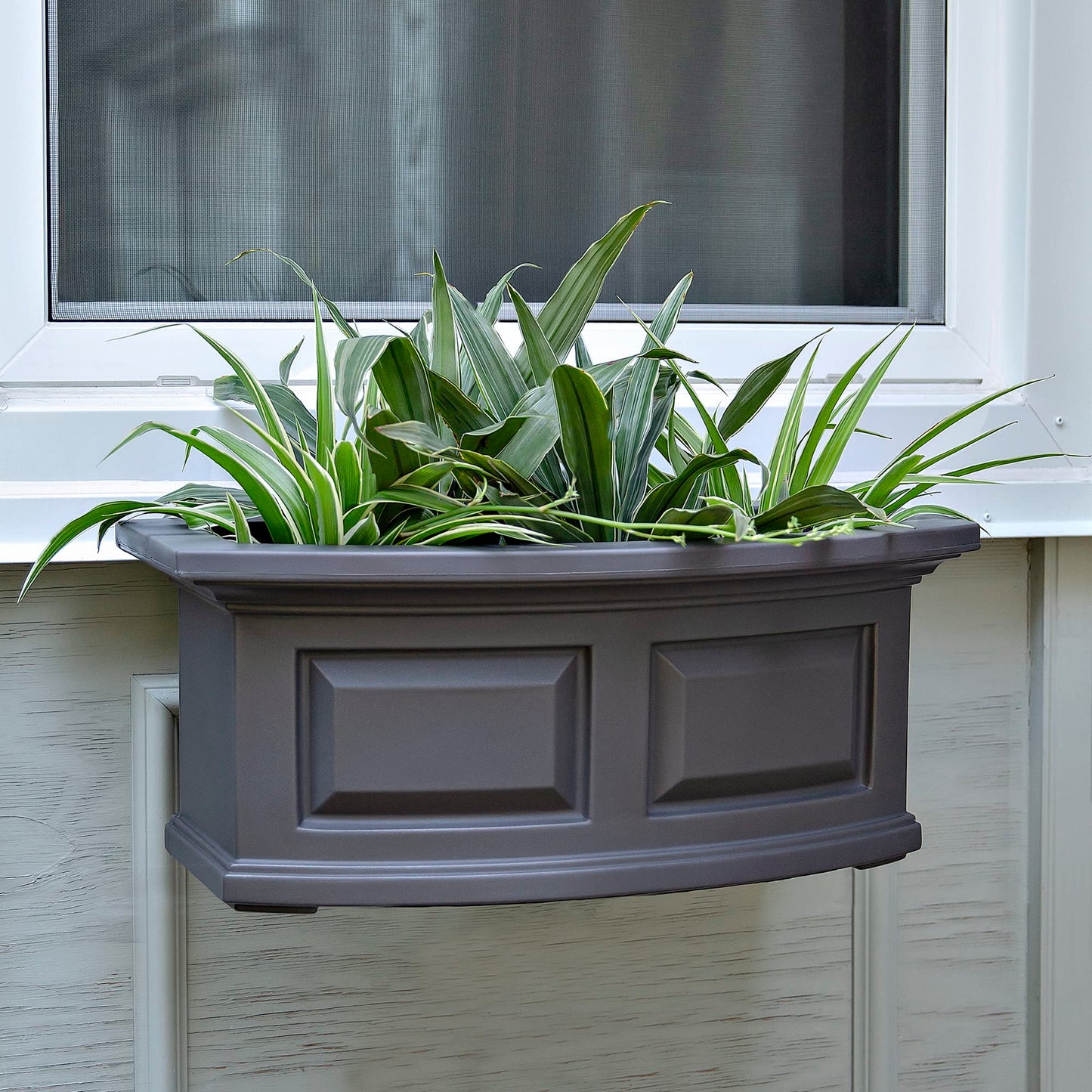Mayne Nantucket 2-Foot Window Box – Self-Watering, Weather-Resistant Planter for Flowers – Durable Design for Outdoor Use, Perfect for Windows
