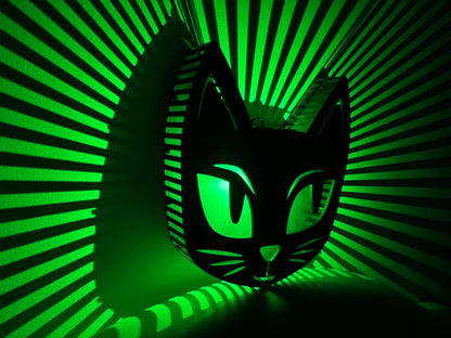 Halloween Black Cat Lights, Light Up Black Cat Sign Decoration, Battery Operated Hanging Night Lights for Halloween Party Bedroom Home Wall Tabletop Decor