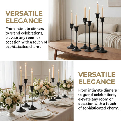 Oakernel Black Taper Candle Holders 2 Sets(6 Pcs) - Tall Metal Candlestick Holders for Table Centerpiece, Formal Dinner, Wedding, Fireplace Mantel Decor, Fits 3/4 Inch Thick Candles