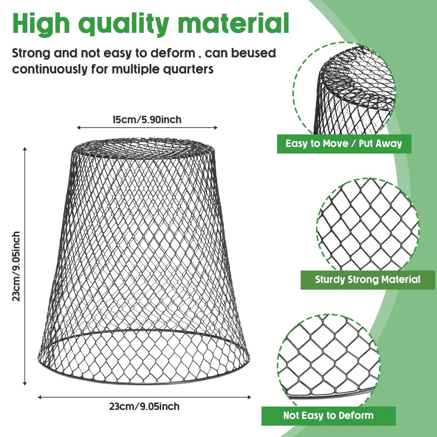 Geosar 30 Pcs 9 Inch Chicken Wire Cloche Plant Protector Cover Metal Garden Cloche Netting Protection Cages Vegetables Flowers with Garden Stakes Avoiding Chicken Rabbit Squirrels Birds (Black)