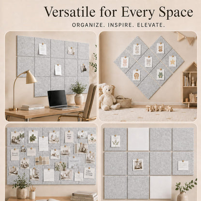 Baysola Felt Bulletin Board Panels 48 x 36 Inch Self Adhesive Wall Tiles Cork Board Alternative for Office Classroom Photos Notes 12 Pack