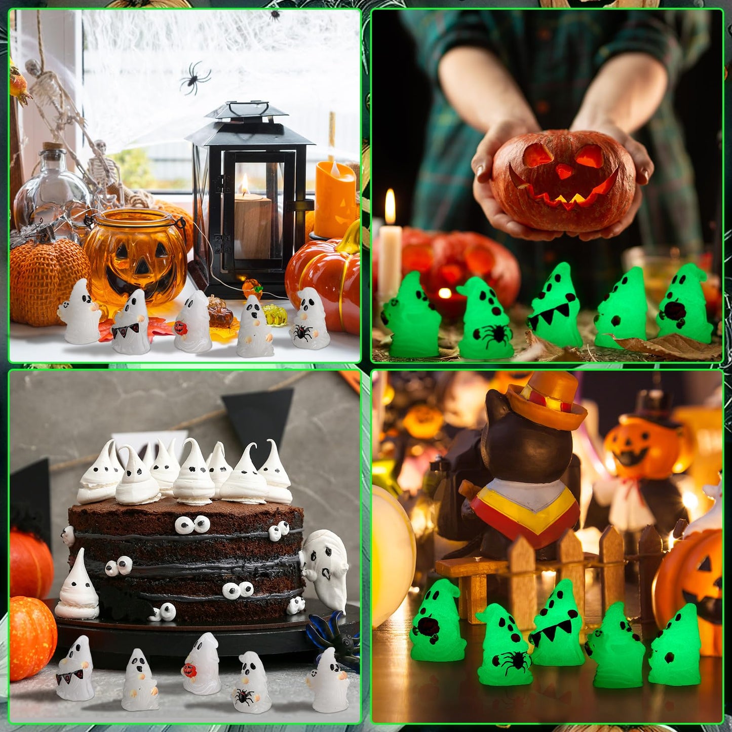 Quzzil 80 Pcs Halloween Glow in Dark Ghost Luminous Mini Resin Ghost Figurines Bulk to Hide Halloween Miniature Figurines Decorations for Landscape Patio Garden Yard Party Village Crafts
