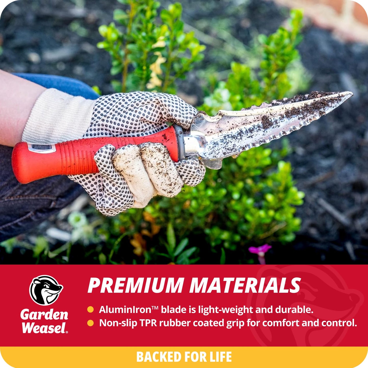 Garden Weasel Multi-Use Transplanter | Dig, Cultivate, Plant, Weed | Planting and Gardening Hand Digging Tool, Heavy Duty Trowel, Mini Gardening Shovel | 91360
