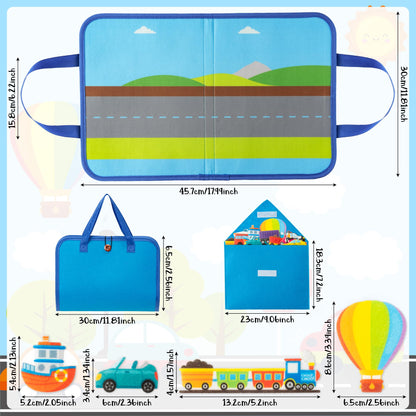 WATINC Travel Felt Board Story Set - 25PCS Portable Felt Board Educational Birthday Gift for Boys Girls, Themed Storytelling Preschool Early Learning Interactive Play Kit for Toddlers (Transportation)
