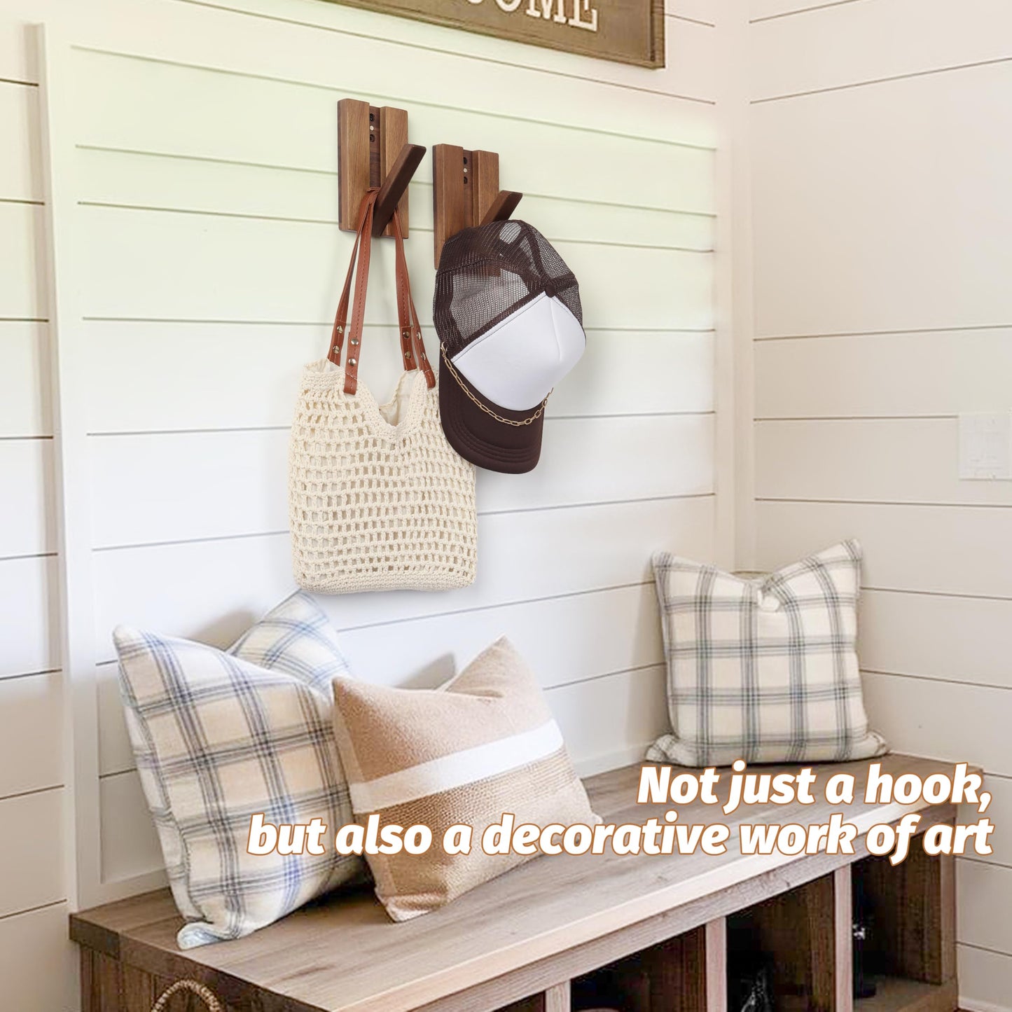KYIAANY Wood Wall Hooks for Bathroom