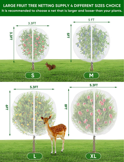 Large Fruit Trees Netting Cicadas - 2Pcs 8X5.3FT with Zipper and Drawstring,Bird Mesh Covers for Blueberry Bushes,Garden Apple Pear Peach Orange Tree Fruit Tomato Bug Plant Protection (2, 8X5.3 FT)
