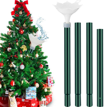 Tioncy Christmas Tree Watering System with Poinsettia Wide Opening Design Stainless Steel Christmas Tree Watering Funnel with Long Funnel Spout for Indoor and Outdoor Trees(White)