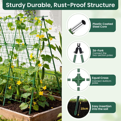 OTOSUNNY Cucumber Trellis for Raised Garden Bed, Garden Trellis for Climbing Plants Outdoor, A Frame Trellis Metal Climbing Plant Support Vine Vegetable Tomato Pole Bean Pea Trellis, 50x48 inch, Green