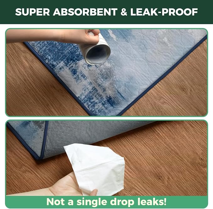 FXW Washable Pee Pads for Dogs, Puppy Pads with Super Absorbent, Specifically Designed for 48inch Cages, 29" x 47" Rectangle, Tie-Dye Blue, 2 Packs
