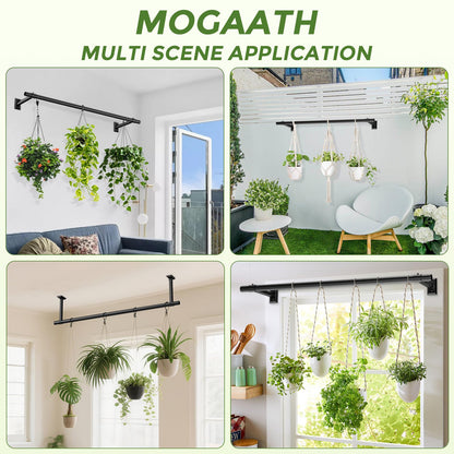 Mogaath Hanging Planters for Indoor Plants, 64 Inch Heavy Duty Plant Hanger Indoor, 1 Inch Diameter Metal Rod, Hanging Plant Holder for Window Wall, Matte Black, Square Flange Base, Pot Not Included