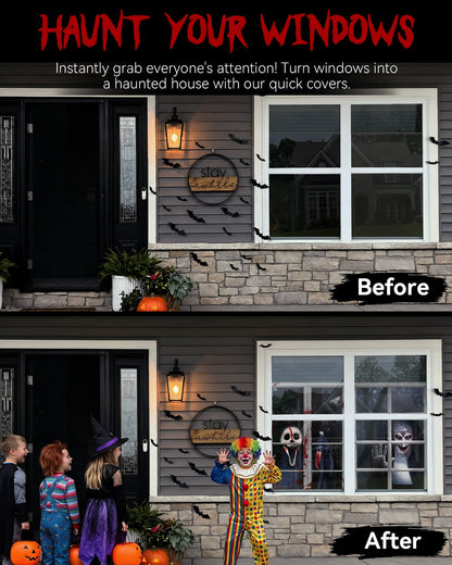 YUSPENYE 2 Pack of Halloween Sister Ghost Window Door Cover, Halloween Decoration, Party Decors