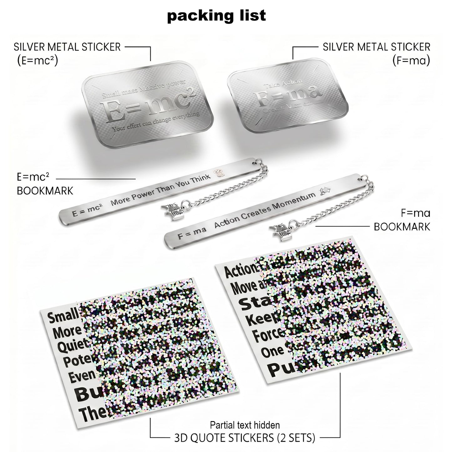 Physics Bookmark Gift Set, 18-Piece Metal Bookmarks Kit for Physics Gifts