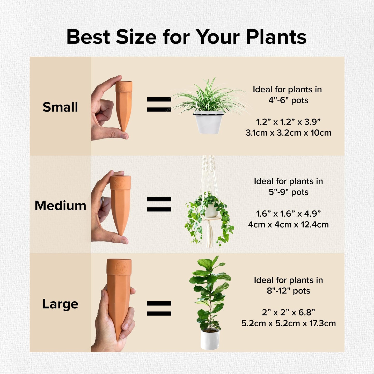 The Olla Company Plant Watering Spikes with Lids - Ideal for 4”-6” Pots - Vacation Friendly - Terracotta - Small - Set of 4