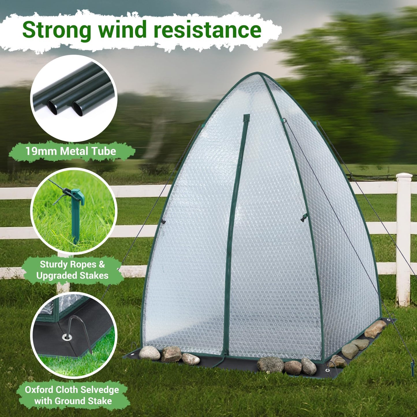 Green House for Outside Heavy Duty, Ohuhu Portable Walk-in Winter Greenhouse with Thick PE Bubble Cover - Small Greenhouses Outdoor for Plants Winter Protection