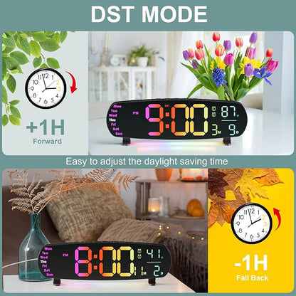 ANALOI Digital Wall Clock,14.4 Inch Large Display Digital Wall Clock with Auto Dimming, Temperature and Date, Remote Control, Night Light, DST, Alarm for Bedroom/Classroom/Gym/Seniors